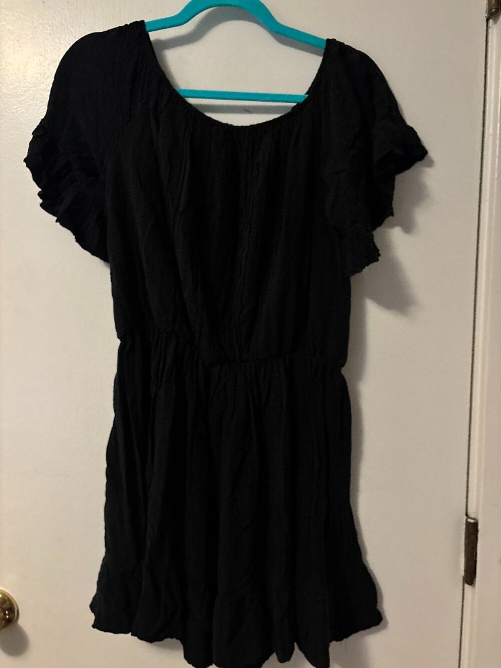 Tallulah Black Flutter Sleeve Mini Dress L